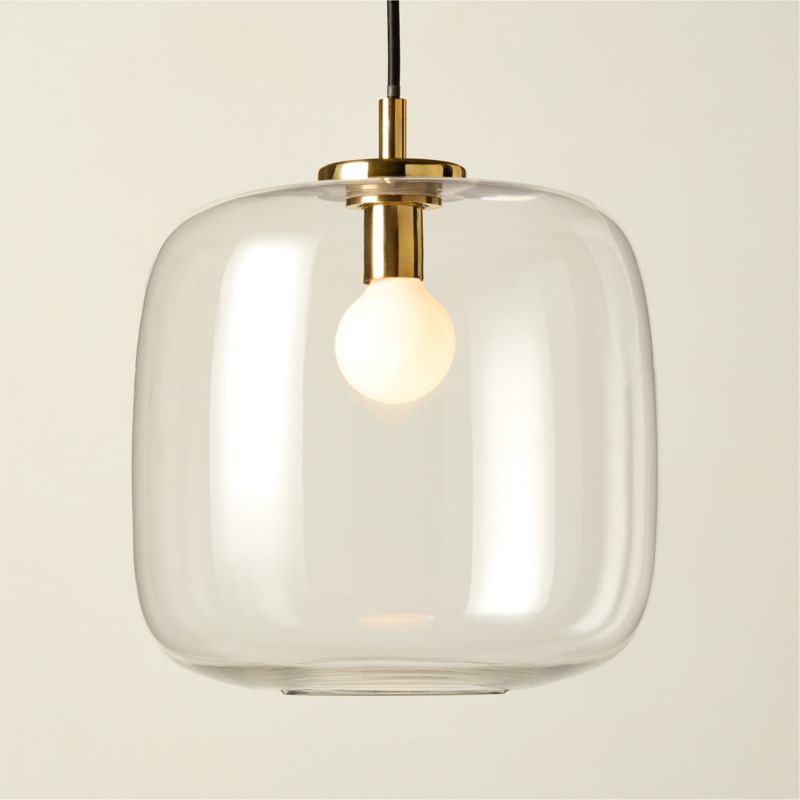 Halen Unlacquered Brass Pendant Light with Clear Glass Shade - image 0 of 5