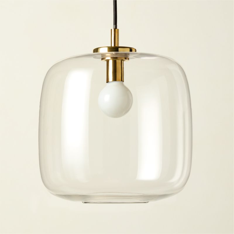 Halen Unlacquered Brass Pendant Light with Clear Glass Shade - image 2 of 5