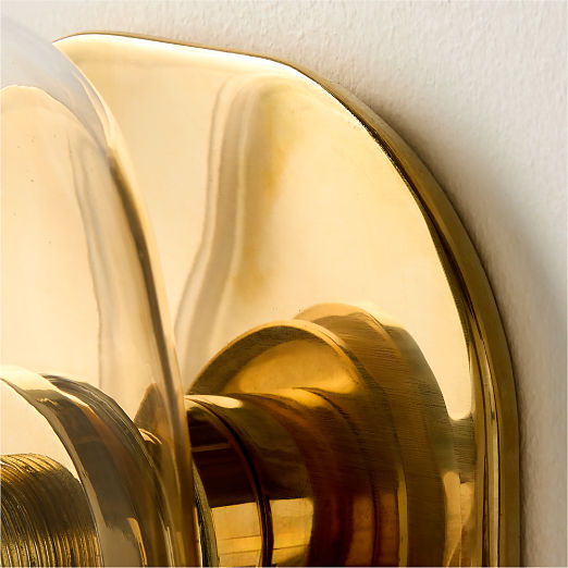 Halen Unlacquered Brass Wall Sconce with Clear Glass Shade