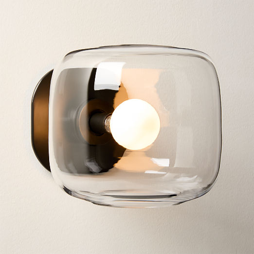 Halen Unlacquered Brass Wall Sconce with Clear Glass Shade