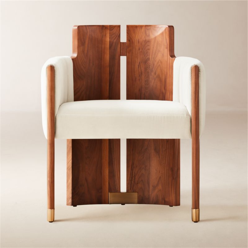 Half Moon Ivory Velvet Dining Chair - image 0 of 14