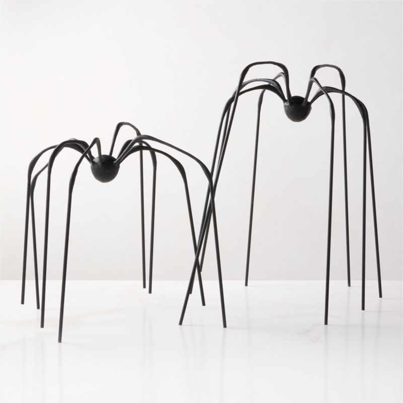 Viewing product image Huntsman Black Cast Aluminum Indoor/Outdoor Halloween Decorative Spider Set of 2 - image 1 of 5