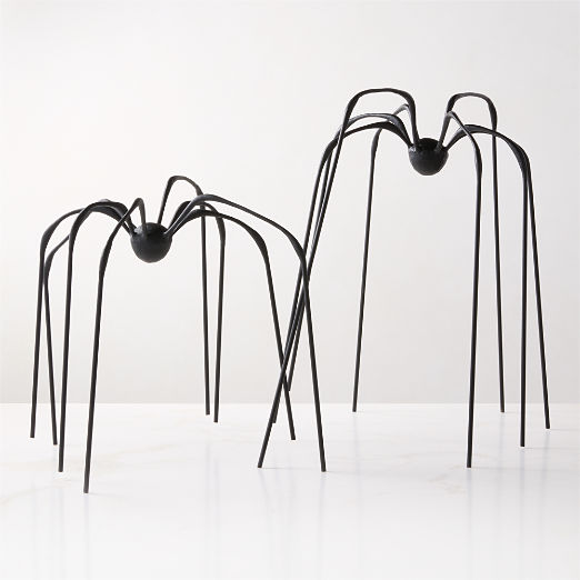 Huntsman Black Cast Aluminum Indoor/Outdoor Halloween Decorative Spider Set of 2