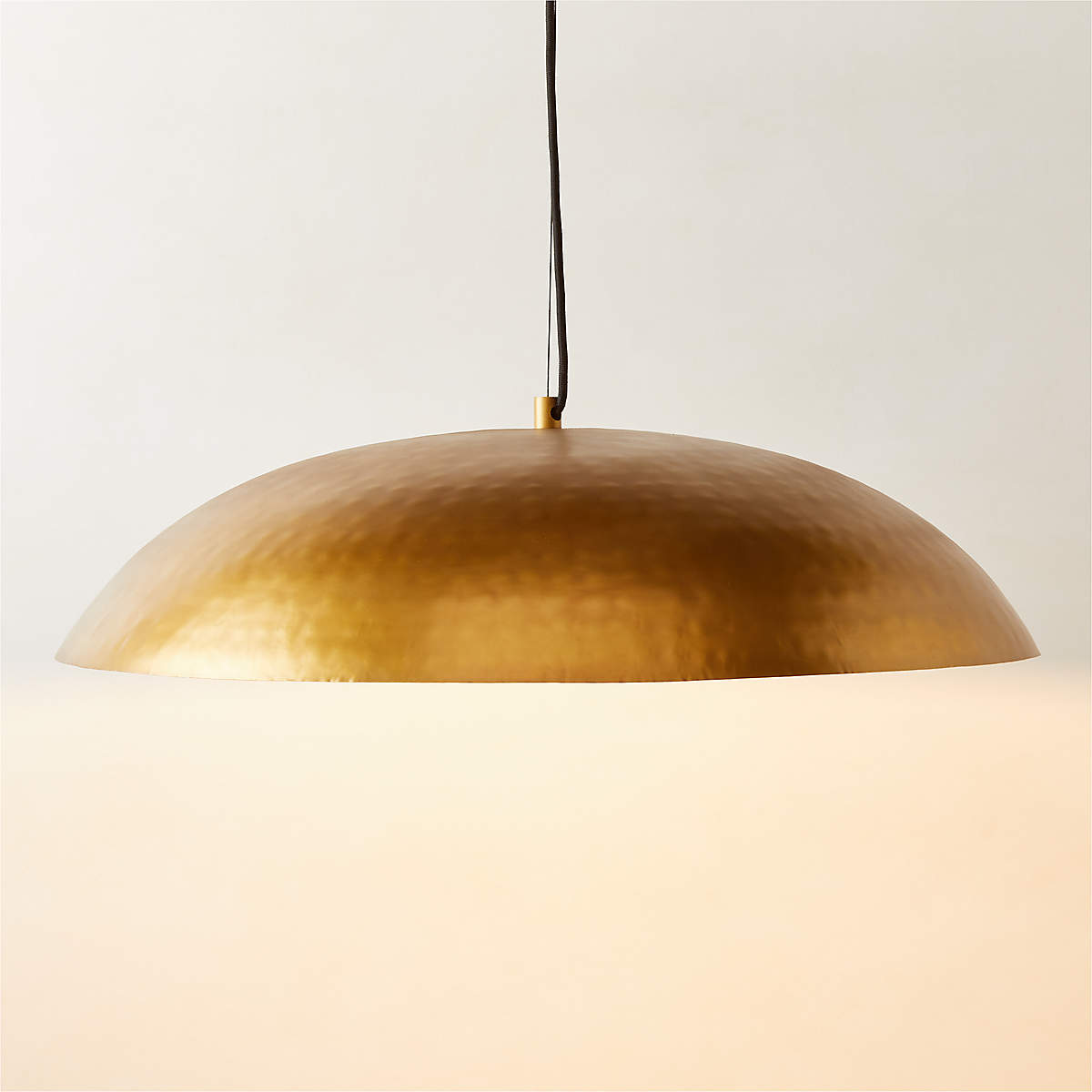 Shallow Modern Hammered Brass Pendant Light + Reviews | CB2