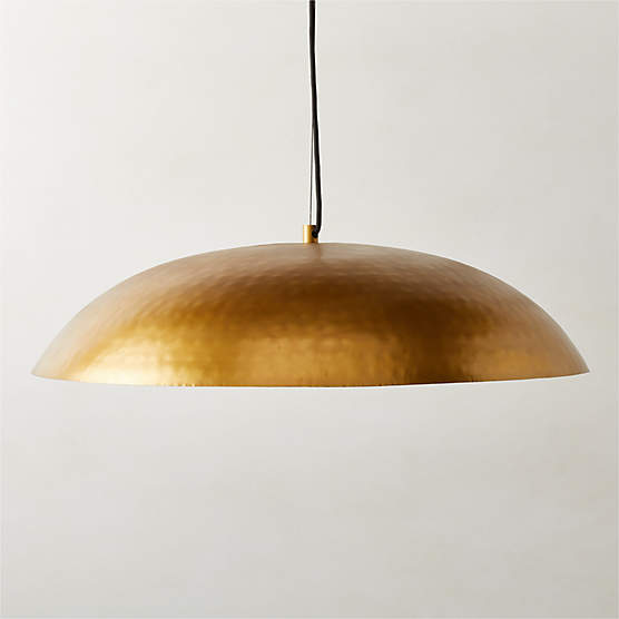 Hammered Brass Shallow Dome Pendant Light