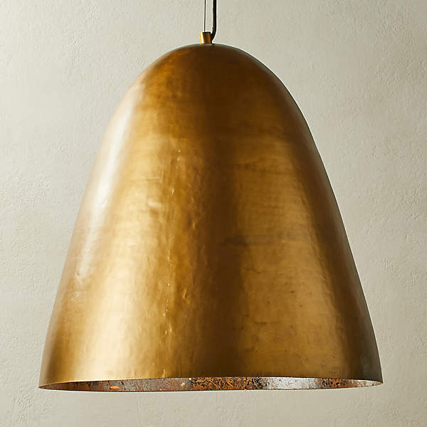 Brushed Brass Hammered Dome Pendant Light Fixture