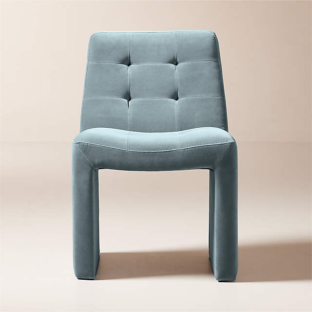 Light blue best sale leather dining chairs