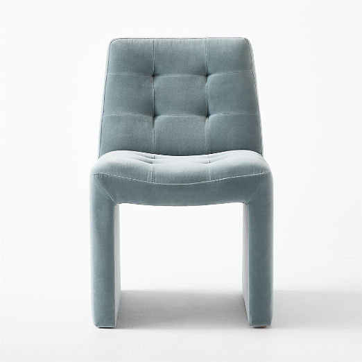 Hank Tufted Light Blue Velvet Dining Chair