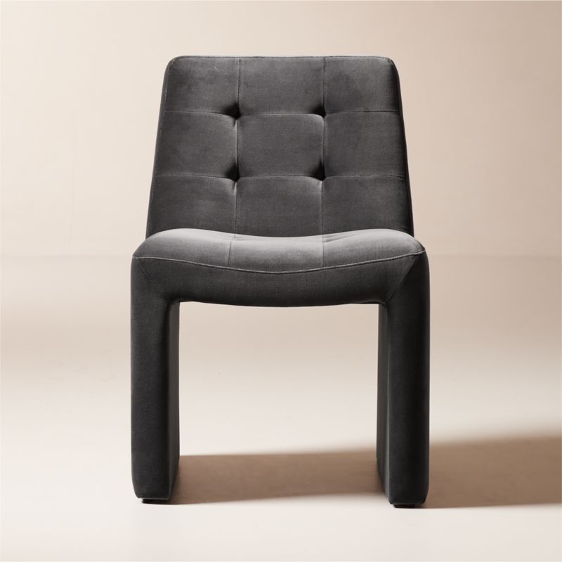 Hank Tufted Charcoal Grey Velvet Dining Chair - image 0 of 10