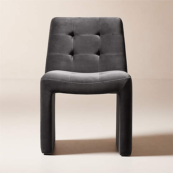 Hank Tufted Charcoal Grey Velvet Dining Chair