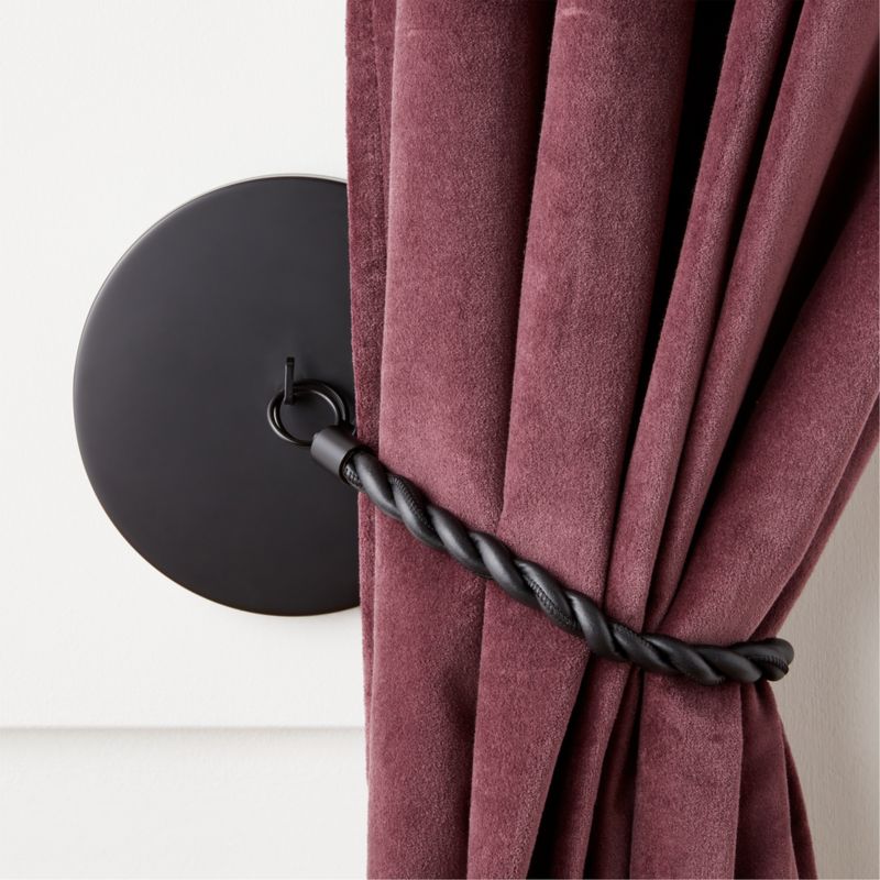 Harlan Matte Black Twisted Leather Curtain Panel Tieback - image 1 of 3