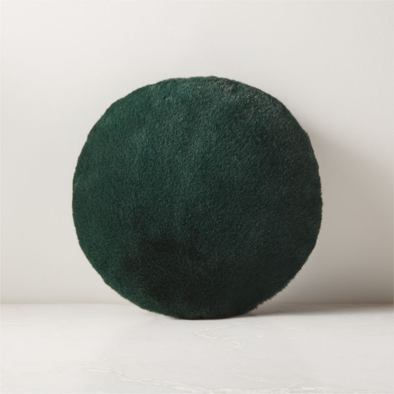 View Harlee Round Green Throw Pillow 16" details