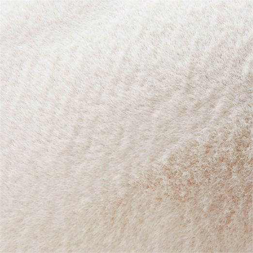 Harlee Round Ivory White Faux Fur Throw Pillow 16"