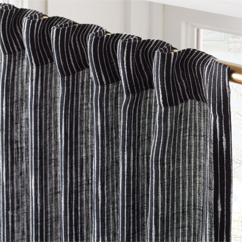 Harlow Black Striped Linen-Blend Sheer Window Curtain Panel 48x108'' +  Reviews