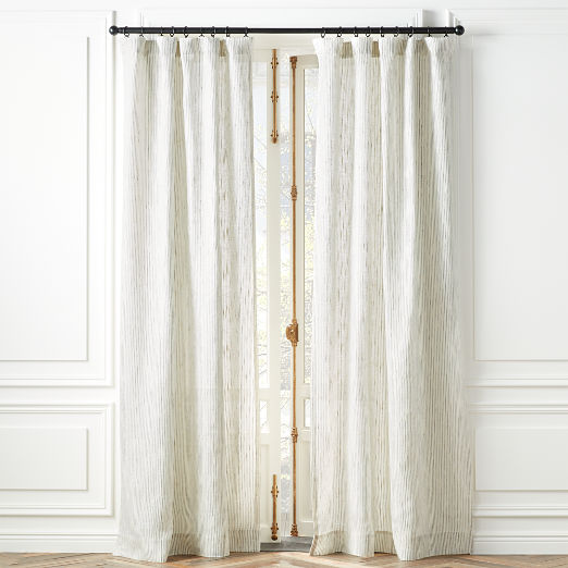 Harlow Striped Linen-Blend Sheer Window Curtain Panel 48"x96"