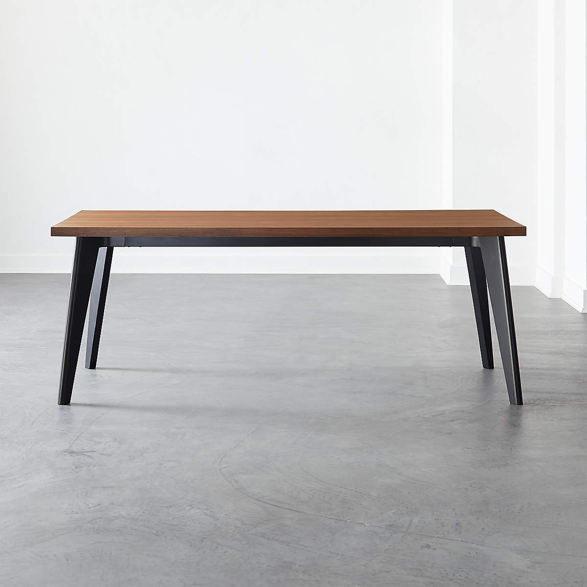 Harper Black Modern Dining Table with Walnut Top + Reviews CB2