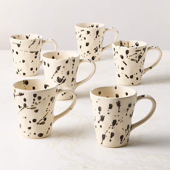 Harper Black and White Splatter Mugs Set of 6