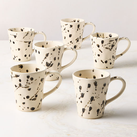 Harper Black and White Splatter Mugs Set of 6