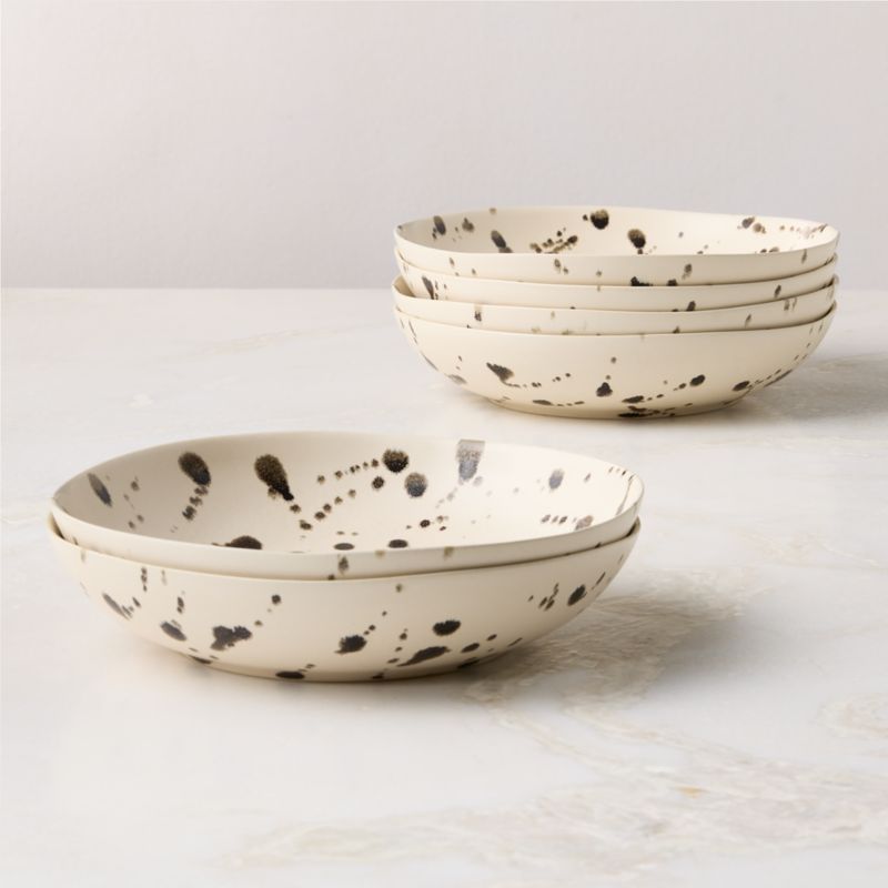 View Harper Black and White Splatter Pasta Bowls Set of 6 details