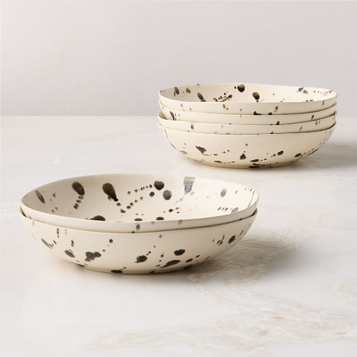 Harper Black and White Splatter Pasta Bowls Set of 6