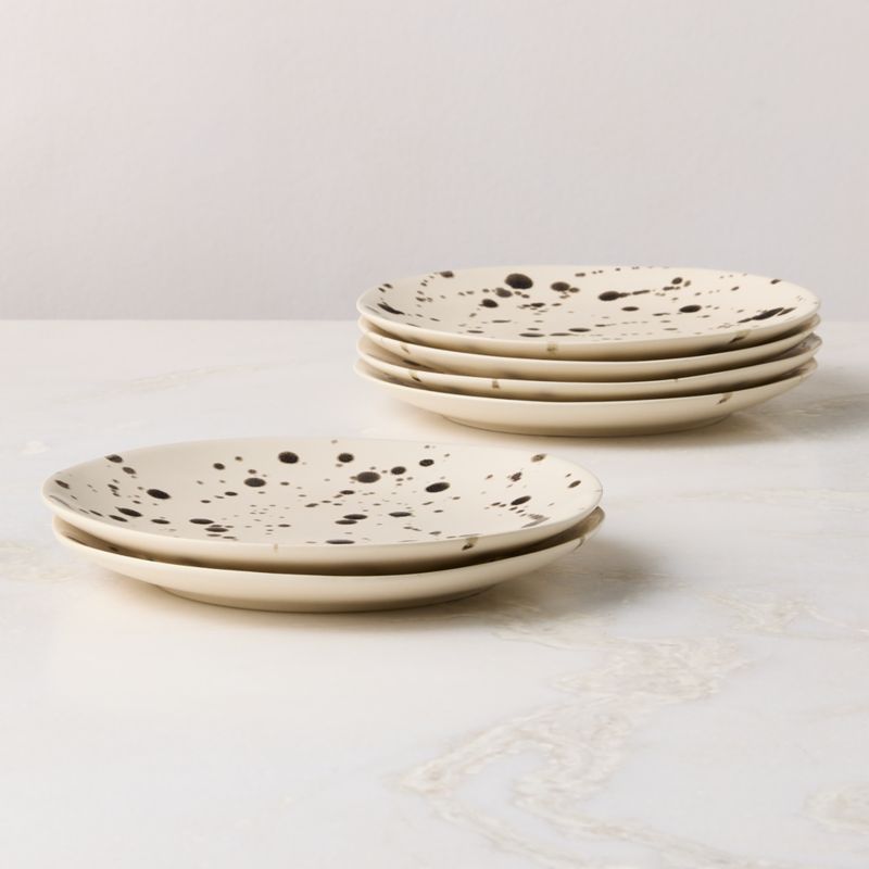 View Harper Black and White Splatter Salad Plates Set of 6 details