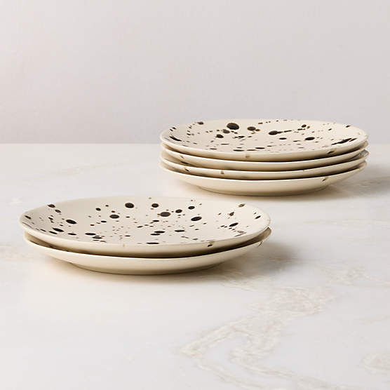 Harper Black and White Splatter Salad Plates Set of 6