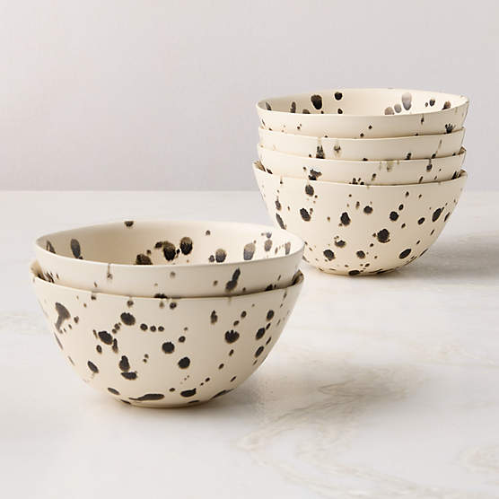 Harper Black and White Splatter Soup Bowls Set of 6