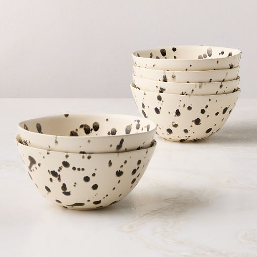Harper Black and White Splatter Soup Bowls Set of 6