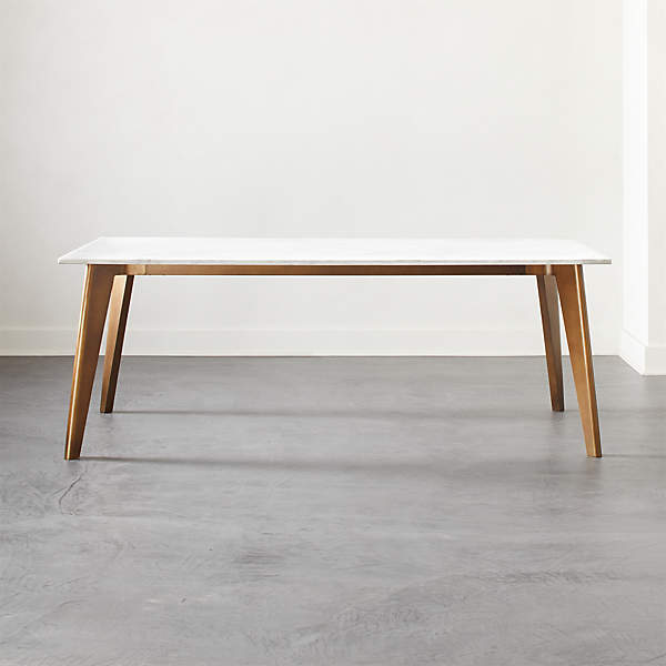 Harper Brass Modern Dining Table with Marble Top + Reviews | CB2