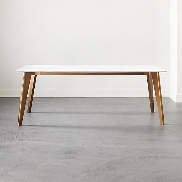 Harper Brass Modern Dining Table with Marble Top Reviews CB2 Canada