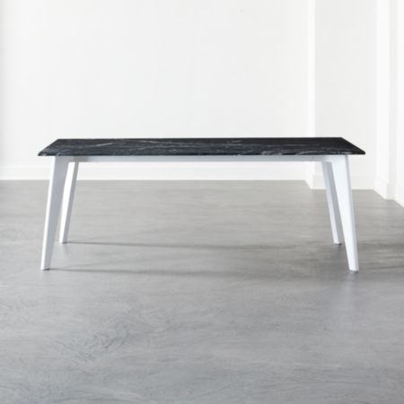 Harper White Dining Table With Black Marble Top Cb2