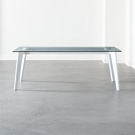 Harper White Dining Table With Glass Top Cb2