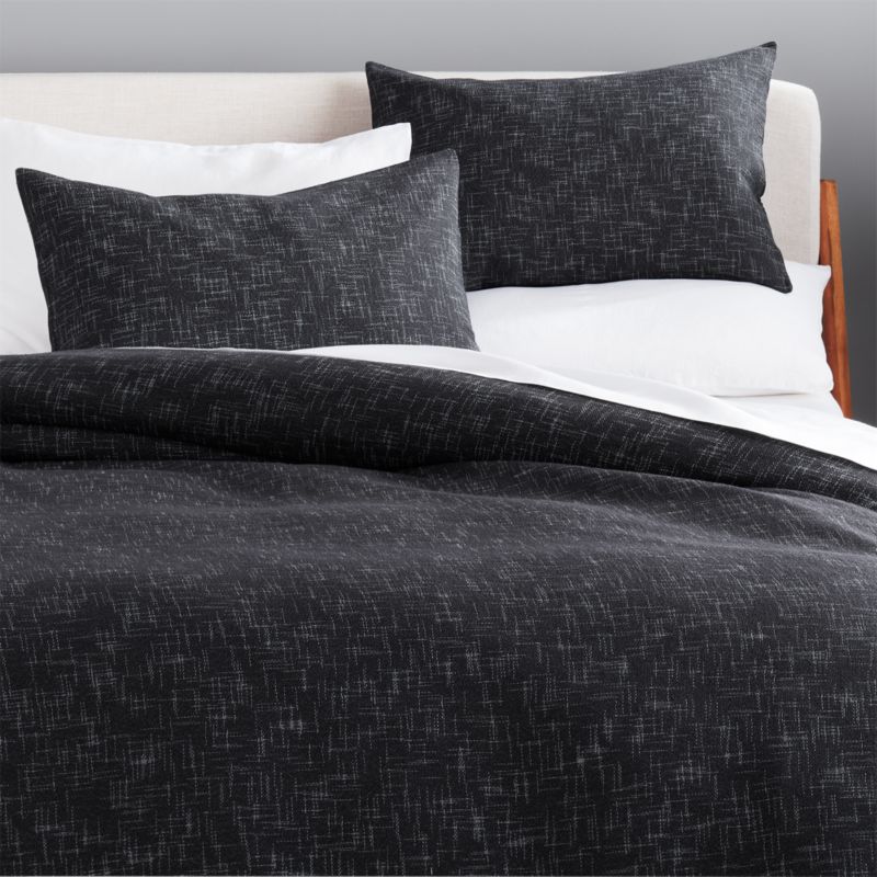 Hatchmark Charcoal Full Queen Duvet Cover Reviews Cb2