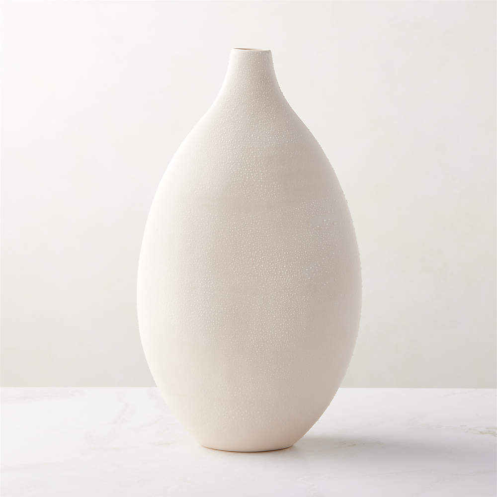Haute Warm White Ceramic Vase Tall + Reviews