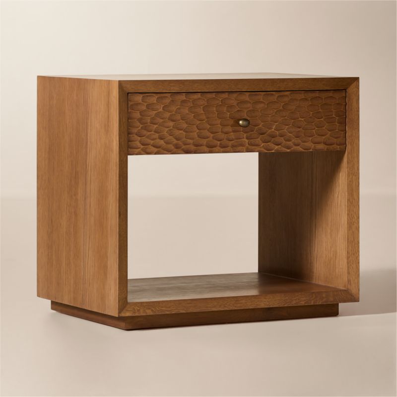 Hawk 26" Carved White Oak Open Nightstand - image 2 of 7
