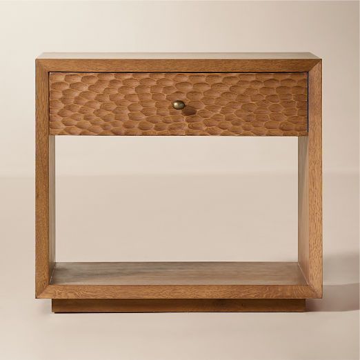 Hawk 26" Carved White Oak Open Nightstand