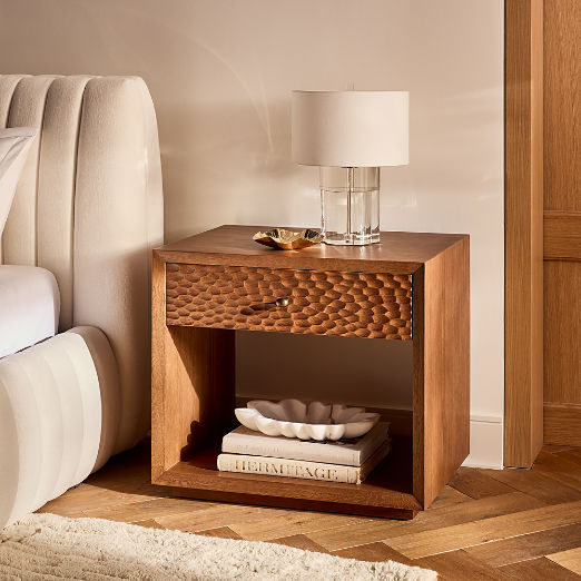 Hawk 26" Carved White Oak Open Nightstand
