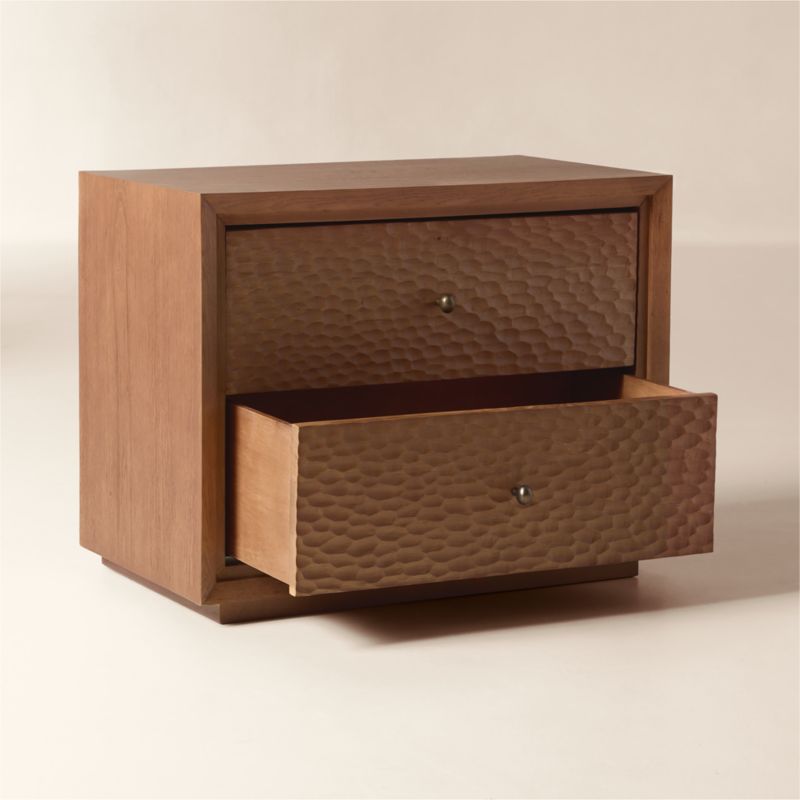 Hawk 32" Carved White Oak 2-Drawer Nightstand - image 3 of 7