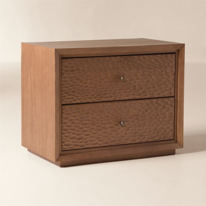 Hawk 32" Carved White Oak 2-Drawer Nightstand - image 2 of 7