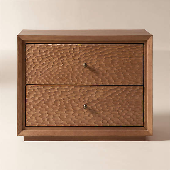 Hawk 32" Carved White Oak 2-Drawer Nightstand