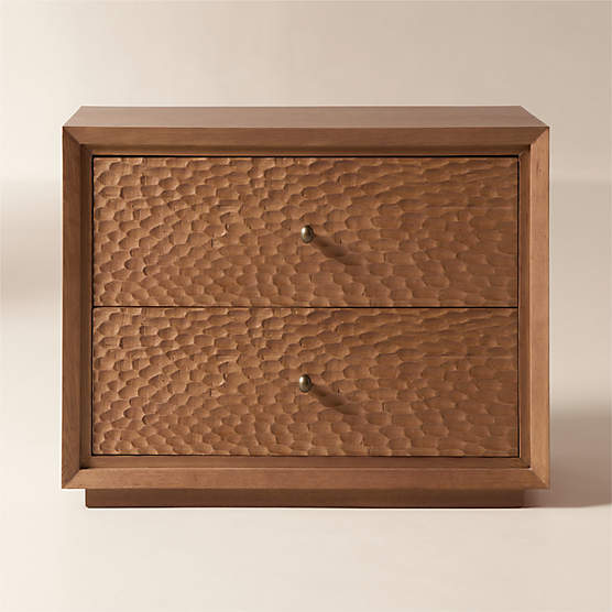 Hawk 32" Carved White Oak 2-Drawer Nightstand