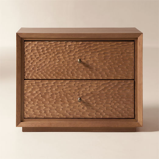 Hawk 32" Carved White Oak 2-Drawer Nightstand