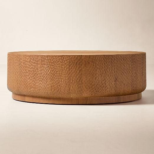 Hawk 48" Round Carved White Oak Coffee Table