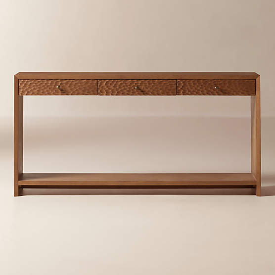 Hawk 69" Carved White Oak Console Table