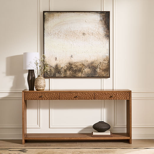 Hawk 69" Carved White Oak Console Table