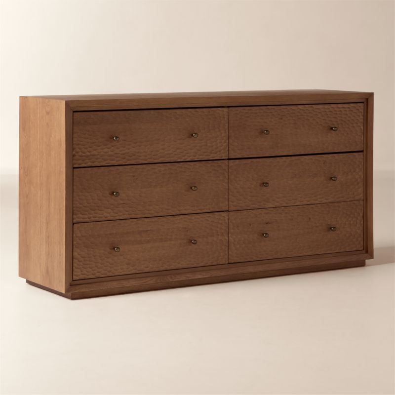 Hawk 70" Carved White Oak 6-Drawer Dresser - image 2 of 7