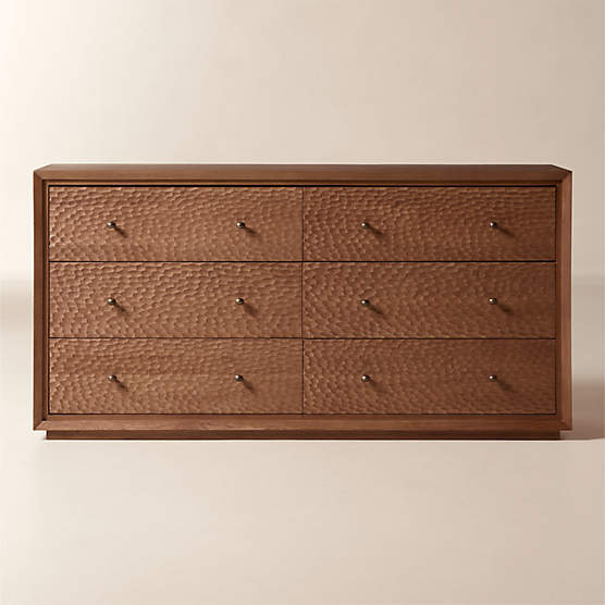 Hawk 70" Carved White Oak 6-Drawer Dresser
