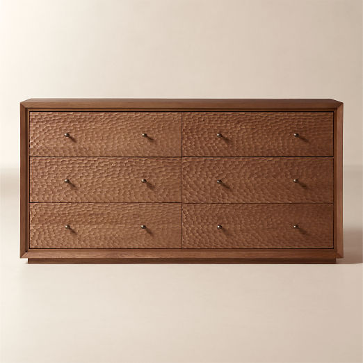 Hawk 70" Carved White Oak 6-Drawer Dresser