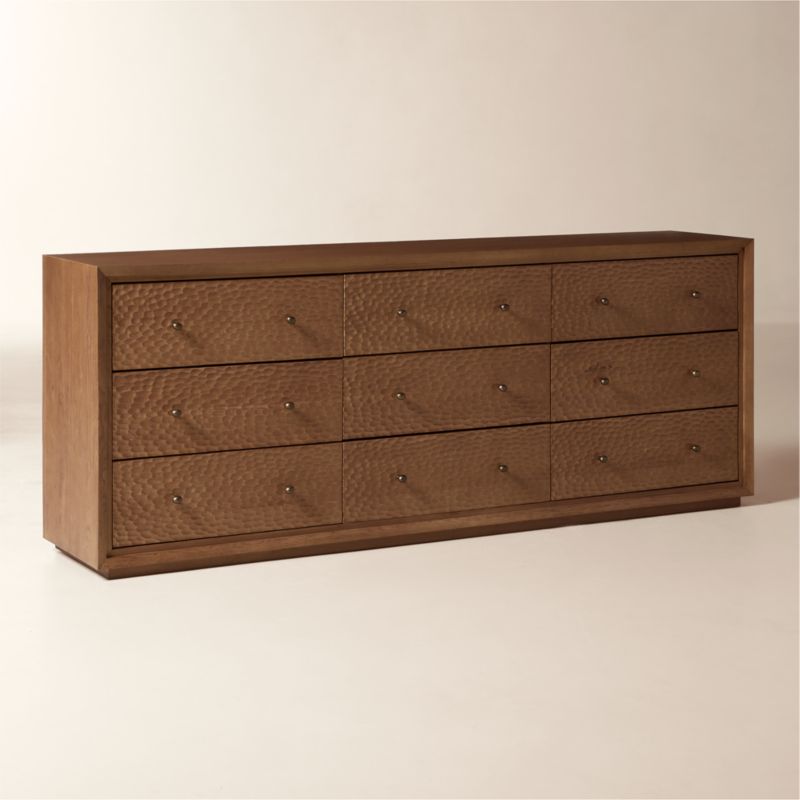 Hawk 90" Carved White Oak 9-Drawer Dresser - image 2 of 8