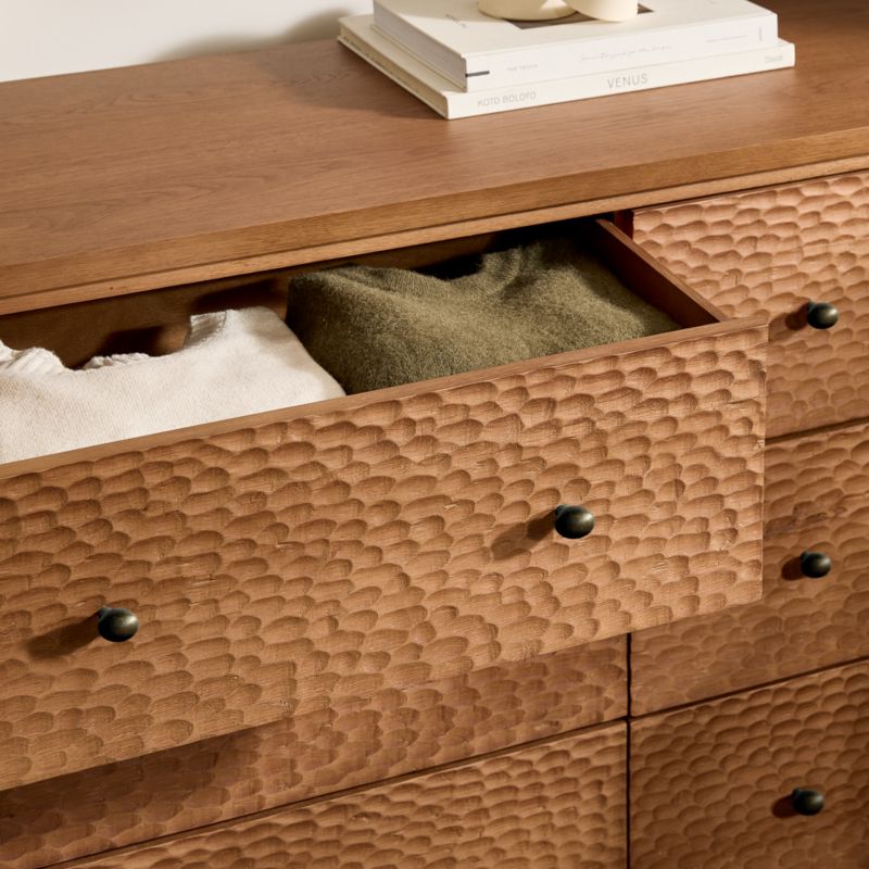 Hawk 90" Carved White Oak 9-Drawer Dresser - image 6 of 8